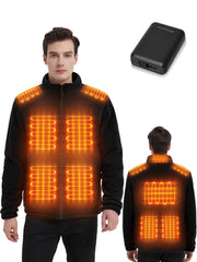 FrostVoyage heated fleece jacket front view shows wearable warmth