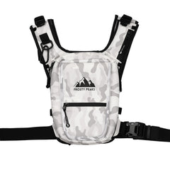FROSTY PEAKS Ride Pack snow camo front pocket for quick skiing access