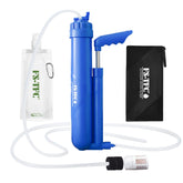 FS-TFC 6-stage filter shown with ergonomic handle for easier pumping on hikes.