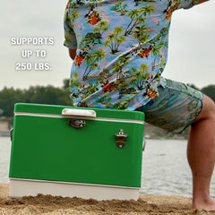Latch closure keeps contents secure and cold.