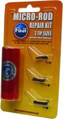 Close-up of Fuji BMFRK4C repair kit tips 5.5, 6 and 6.5 with hot melt glue