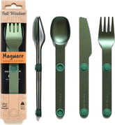 Full Windsor MagWare magnetic cutlery set in green packaging for easy travel