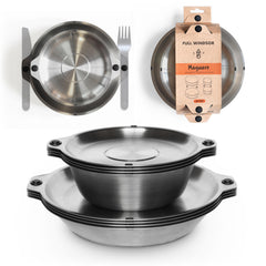Full Windsor MAGWARE stackable bowls save space on camping meals.
