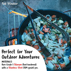 Full Windsor The Splitter titanium ladle for serving camp soups and stews.