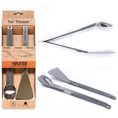 Full Windsor The Splitter titanium spork for camping meals, ultralight and durable.