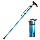 Fullgaden upgraded folding walking stick front view showing lightweight aluminium design for travel
