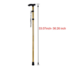 Fullgaden upgraded folding walking stick side portrait highlighting adjustable height for diverse users