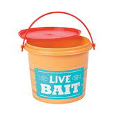Blue 4.5 inch Live Bait mini buckets with lids for fishing birthday party decorations, set of 12