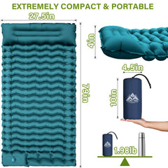 Fun Pac camping sleeping pad with built-in pillow for neck support