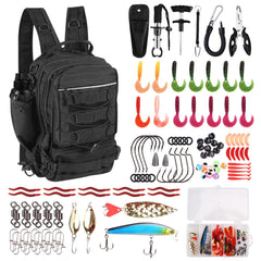 FUNANASUN fishing backpack front view demonstrates organized storage for tackle and gear on the go.