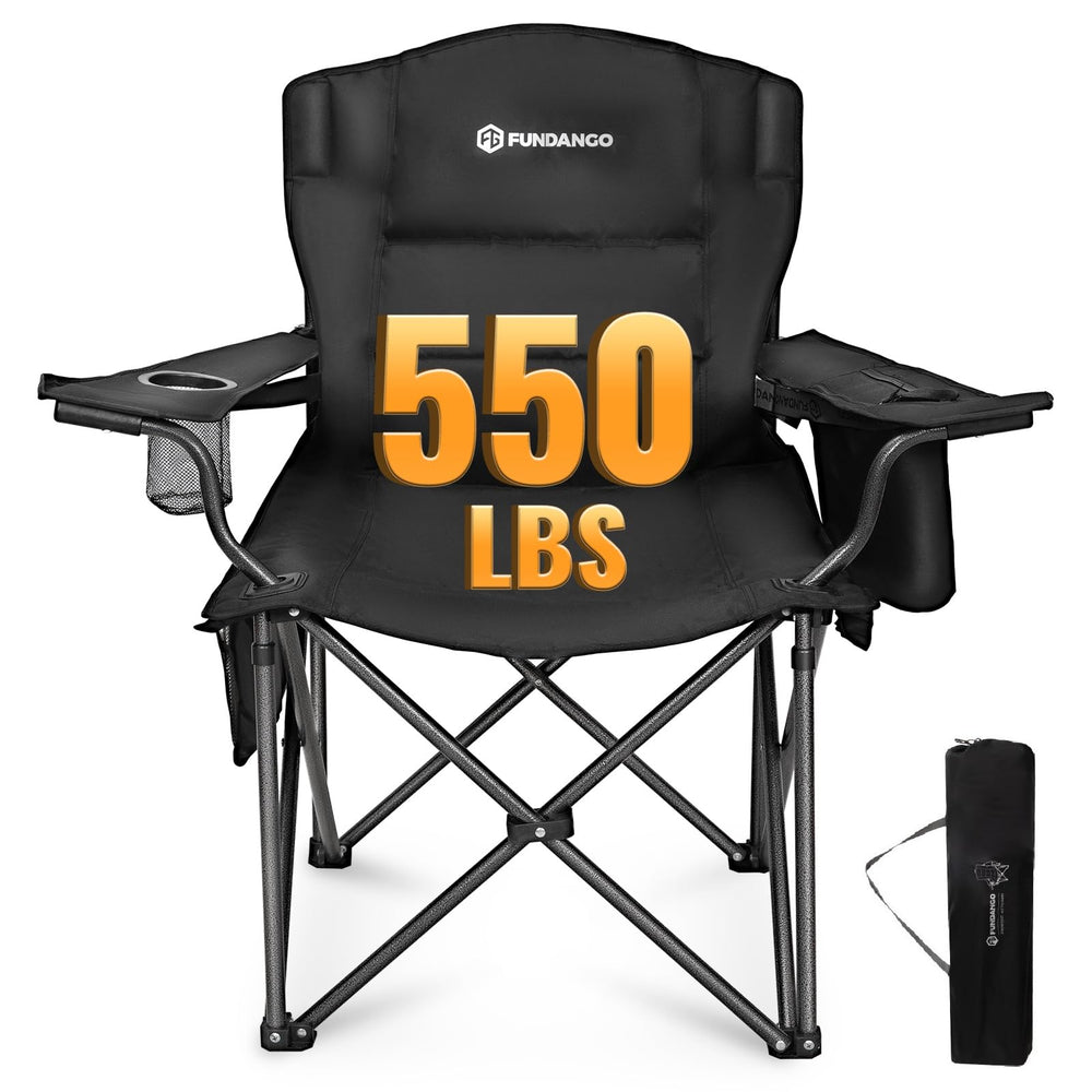 Fundango oversized camping chair wide seat for roomy outdoor comfort.