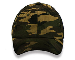 Fundraising For A Cause green camouflage cap front view, versatile outdoor hat for men and women.