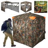 FUNHORUN hunting blind 360-degree see-through panels offer wide field of view for spotting game