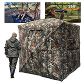FUNHORUN hunting blind with 360-degree see-through panels for clear surroundings during hunts