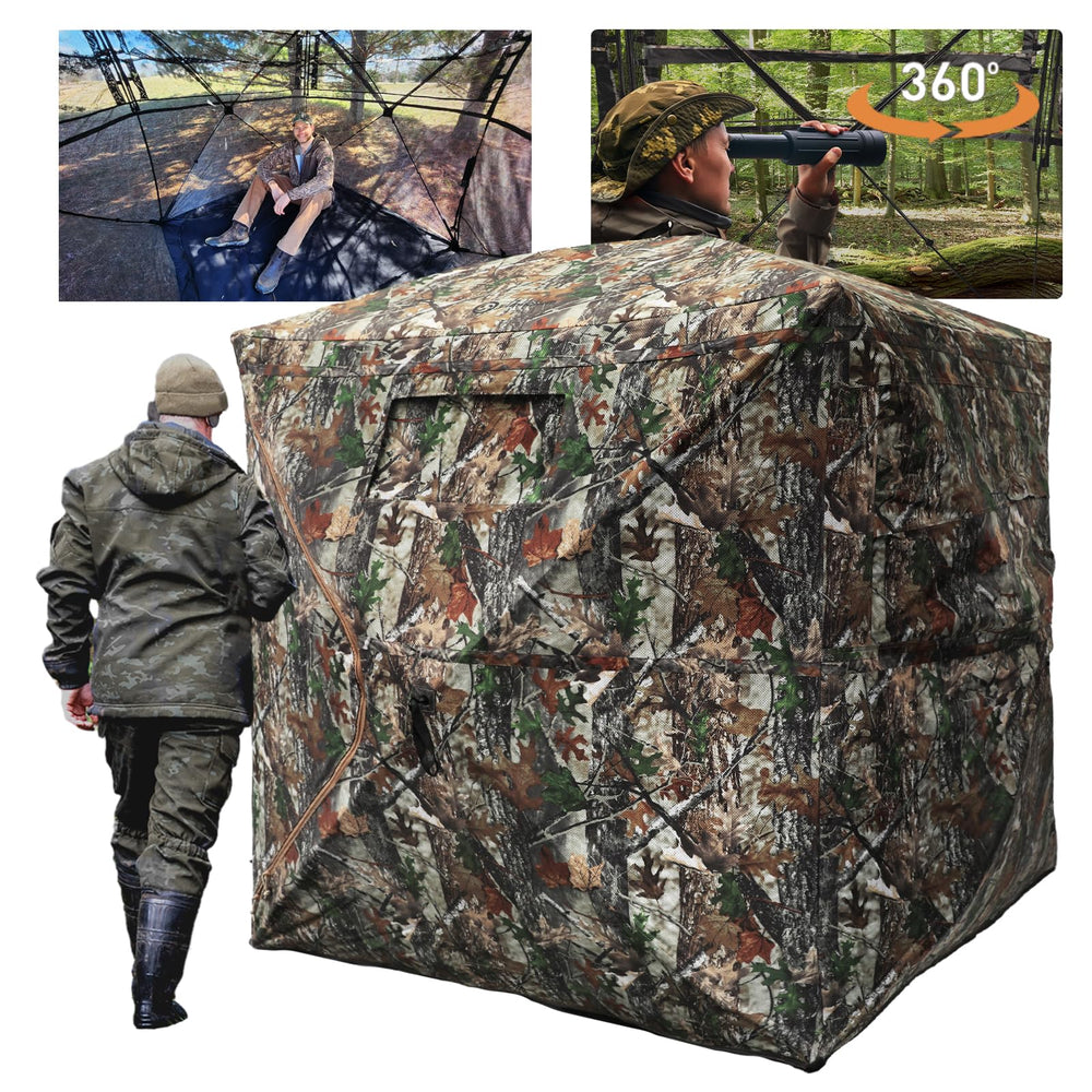 FUNHORUN hunting blind 360 view offers wide visibility for spotting wildlife.