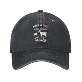 Front view of black Just A Girl Who Loves Goats hat