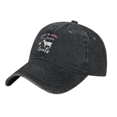 Side view of black Just A Girl Who Loves Goats hat