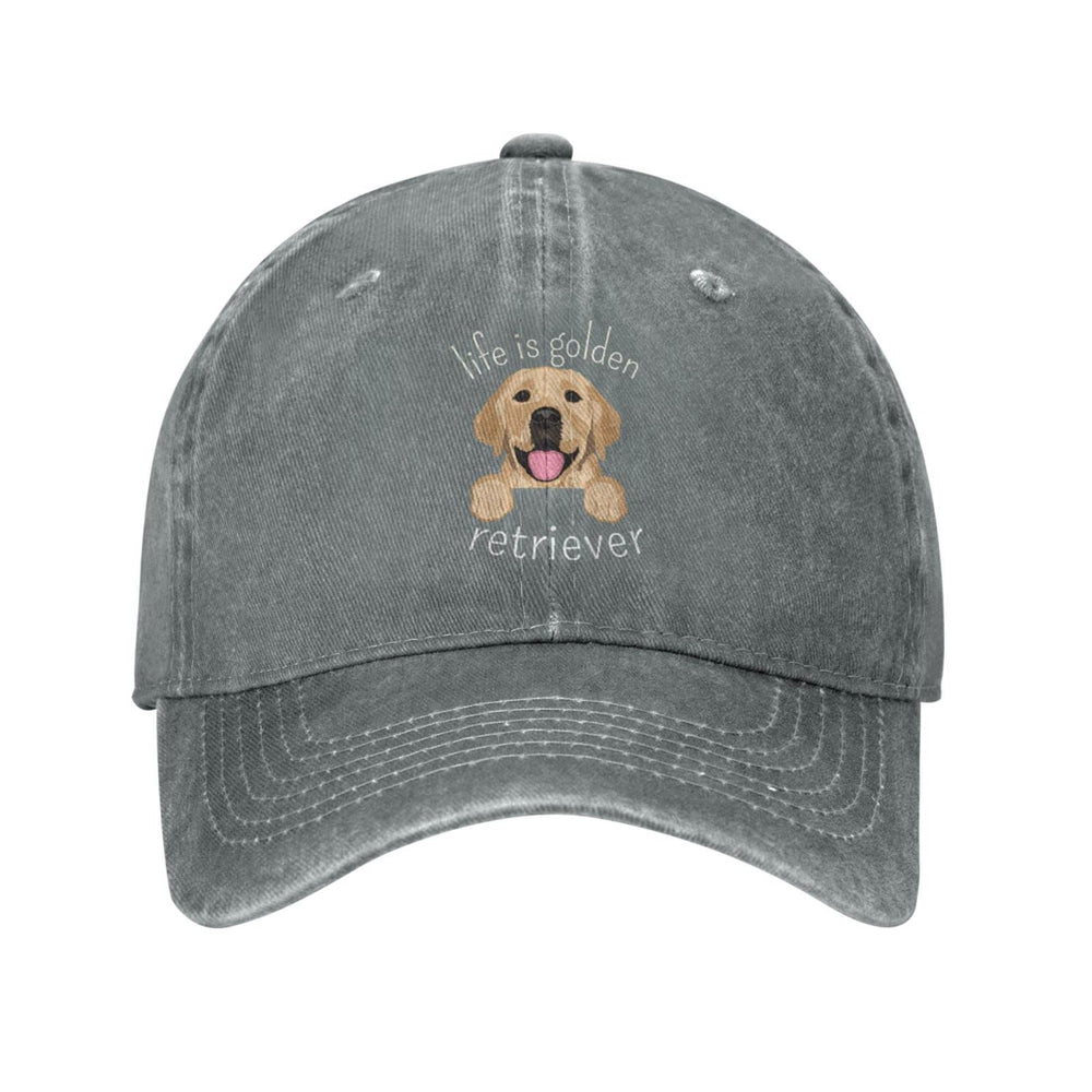 Funny Golden Retriever cap gray front view