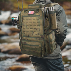 FunVZU rod holder on the backpack for easy on the water access.