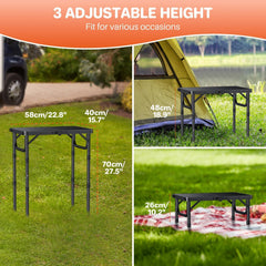 FUNYKICH 2ft folding table open on the beach ready for a picnic.