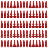 Close-up of red stacked fishing beads with smooth hole