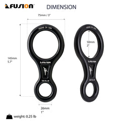 Fusion Climb figure-8 in use during descent demonstrates smooth rope action