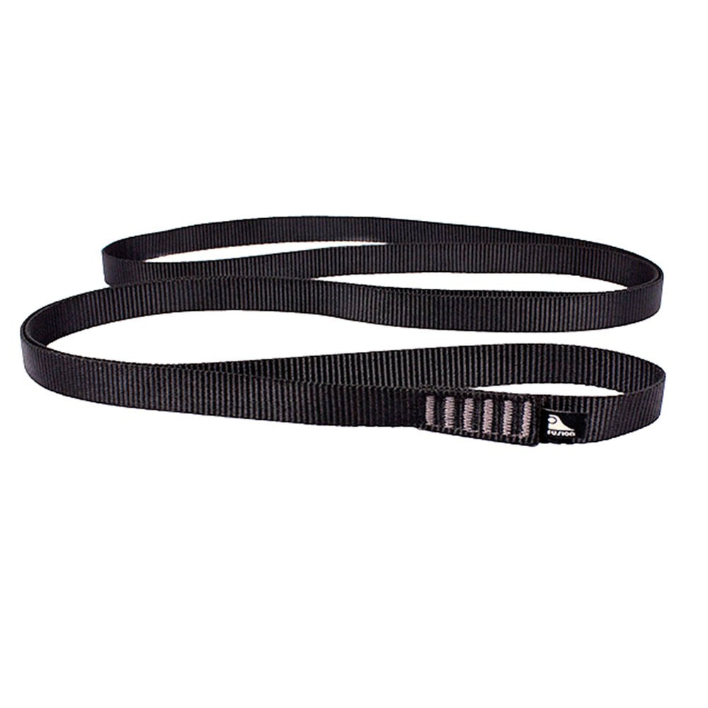 Fusion Climb ProGlide sling 100cm in black showing robust nylon webbing for extended quickdraws
