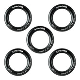 Fusion Climb small 2-inch aluminum O-Ring in orange and black, lightweight anchor point for rigs.