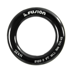 Fusion Climb small orange-black aluminum O-ring ready for secure anchors.