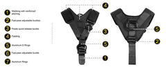 Fusion Climb Spartacus EVA padded harness adjustment straps for a secure, customizable fit.