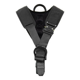 Fusion Climb Spartacus EVA padded harness front view with durable front D-rings for zipline setup.