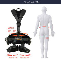 Fusion Climb Tac-Rescue back view illustrating full-body support and weight distribution.