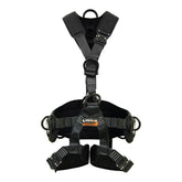 Fusion Climb Tac-Rescue front view highlighting quick-release steel buckles for secure, easy adjustments.