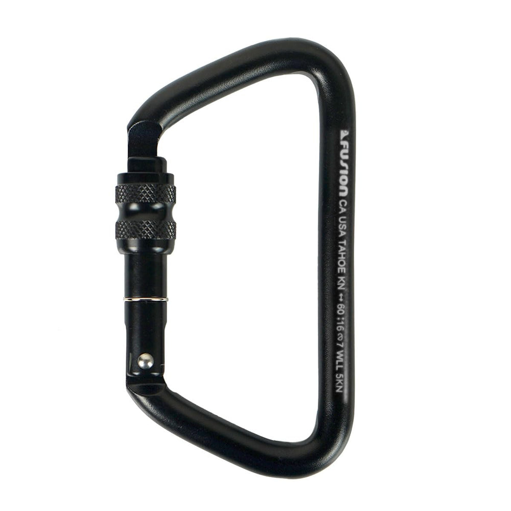 Fusion Climb Tahoe screw locking carabiner close-up displaying the twist-lock for secure outdoor use