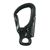 Fusion Climb Tudor captive-eye snap hook shows cross-loading prevention and easy clipping