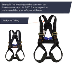 Fusion Warrior Kids harness shows durable stitching for reliable performance.