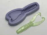 FusionX Flapper lure mold in top view shows 4-inch legged bait design with durable silicone construction