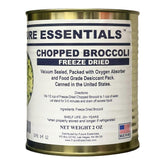 Future Essentials broccoli can front view, long shelf life for emergency prep