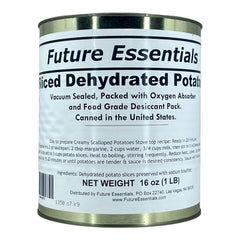 Future Essentials sliced dehydrated potatoes in a can for long-term storage