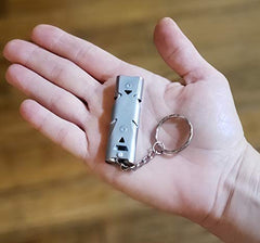 FutureSteps whistle in use on a trail demonstrating loud, clear alert capability.