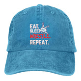 fwoeqiz wrestling hat in distressed denim for casual daily wear and rugged style.