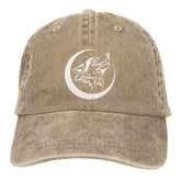 fwoeqiz Howling Lone Wolf hat front view, distressed denim, comfortable daily wear