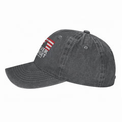 Close-up of fabric detail on the fwoeqiz Never Forget cap showing washed cotton texture.
