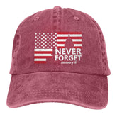 Fwoeqiz Never Forget cap with bold red distressed look for casual wear.