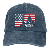 fwoeqiz Never Forget Jan 6 hat front view for casual daily wear and sun protection.