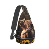 FYCFSLMY Sunflower Highland-Cow crossbody bag with left-strap option for versatile everyday use.