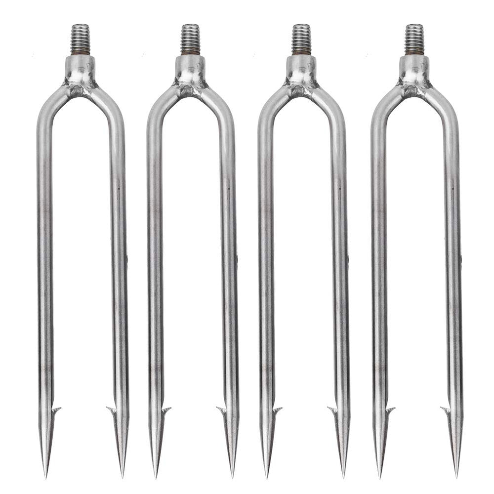 Fydun 4 Pcs Stainless Gaff Hook with 2-prongs for rugged outdoor fishing.
