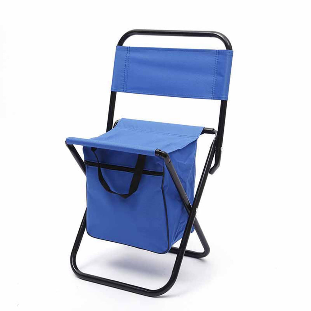 Fydun folding back chair in green and blue, ideal for easy camping seating.