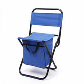 Fydun folding back chair in green and blue, ideal for easy camping seating.