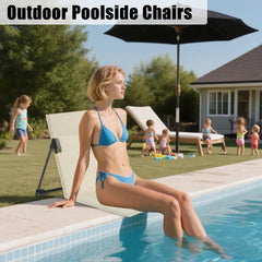 FYSHINE foldable poolside chair blue with back support for lounging.